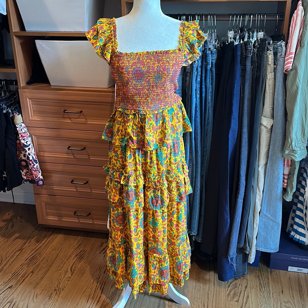 House of Harlow 1960 Yellow Multi Floral Midi Dress